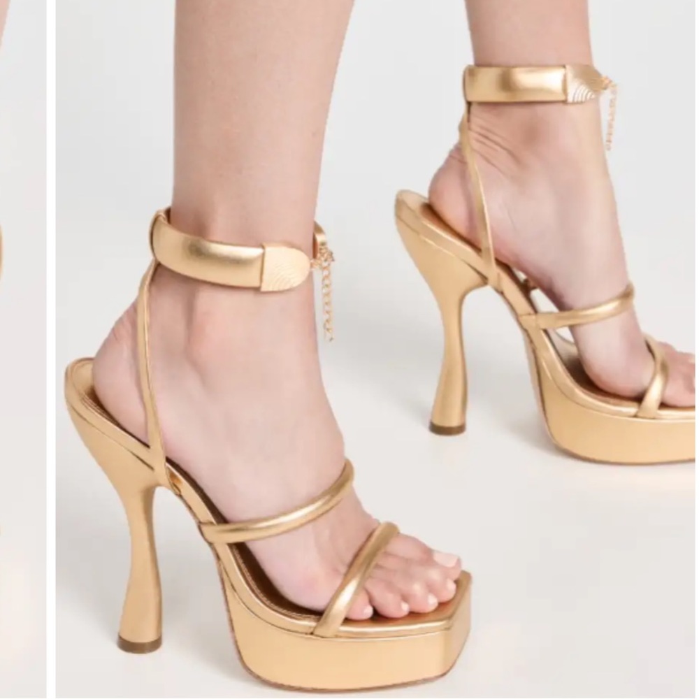 Cult Gaia Gold Platform Heels